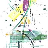 РОК КОНЦЕРТ В ПАРКЕ 1 Aquarellpapier Acrylfarbe Abstrakte Kunst фантазийная композиция Russland 2021 - Foto 1