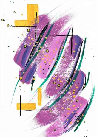 БЕЗ ОСТАНОВКИ Aquarellpapier Acrylfarbe Abstrakte Kunst фантазийная композиция Russland 2021 - Foto 1