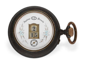 Taschenuhr: große digitale Taschenuhr nach Pallweber mit springender Stunde und springender Minute, ca.1890