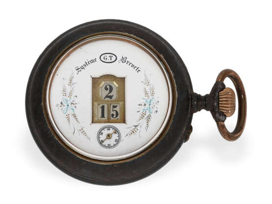 Taschenuhr: große digitale Taschenuhr nach Pallweber mit springender Stunde und springender Minute, ca.1890 - фото 1