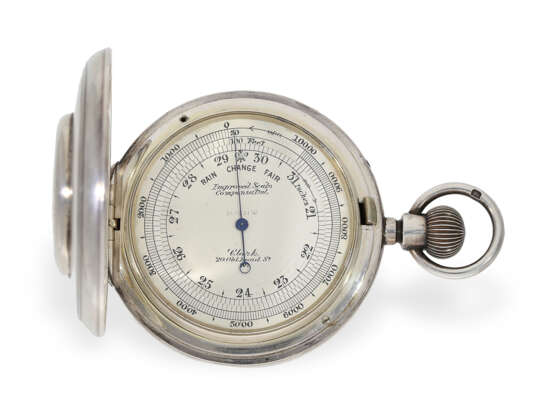 Seltenes, qualitätsvolles Expeditions-Taschenbarometer mit Höhenmesser und Kompass, Clark London 1894 - Foto 2