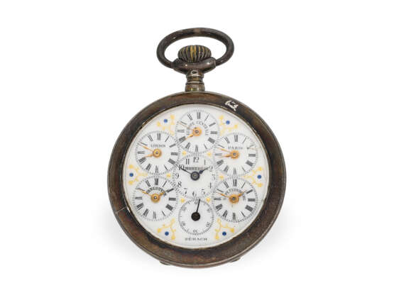 Taschenuhr: frühe "Weltzeit"-Taschenuhr mit 6 Zeitzonen, ca.1890 - photo 1