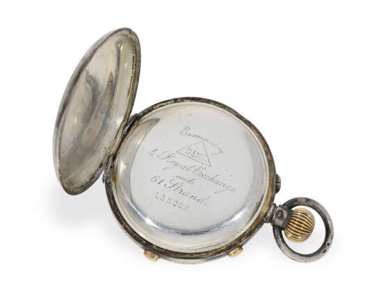 Taschenuhr: silberne Savonnette mit Schleppzeigerchronograph und Zähler, Dent London, ca. 1890 - фото 4