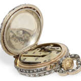 Anhängeuhr: rare Miniatur-Anhängeuhr mit Diamantgehäuse, vermutlich Le Coultre, um 1900 - Foto 4