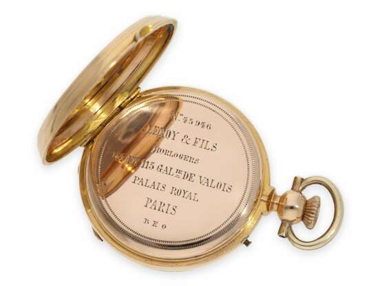 Taschenuhr: frühe, rotgoldene Präzisionstaschenuhr, Ankerchronometer Leroy & Fils Paris No. 45946, mit Verkaufsbox, ca. 1870 - Foto 6