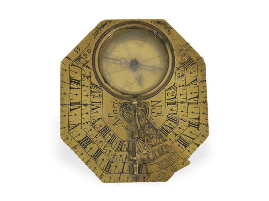 Sonnenuhr: oktogonale Butterfield-Typ Sonnenuhr mit Kompass, signiert N(icholas) Bion, A. Paris, 18.Jh. - фото 3
