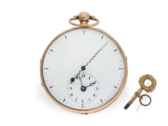 Frühe goldene Taschenuhr mit Prunk-Werk und springender Sekunde, gefertigt für den chinesischen Markt, ca. 1800 - фото 1