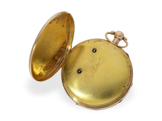 Frühe goldene Taschenuhr mit Prunk-Werk und springender Sekunde, gefertigt für den chinesischen Markt, ca. 1800 - Foto 3