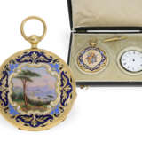 Taschenuhr: äußerst prächtige Gold/Emaille-Savonnette für den osmanischen Markt, Originalbox - фото 1