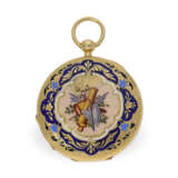 Taschenuhr: äußerst prächtige Gold/Emaille-Savonnette für den osmanischen Markt, Originalbox - photo 2