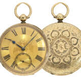 Taschenuhr: besonders schwere und prächtig gravierte englische Taschenuhr mit Goldzifferblatt, Hallmarks London 1866 - photo 1