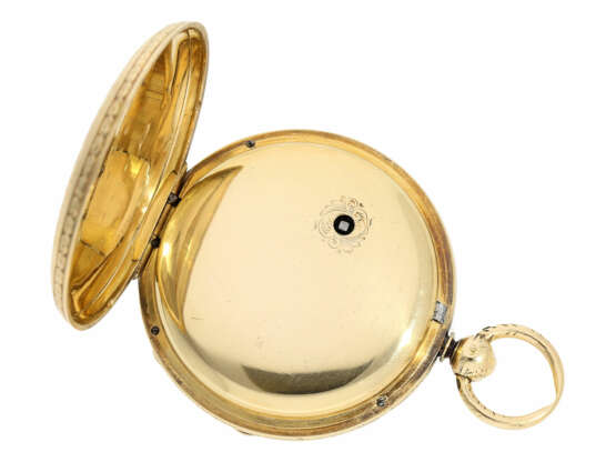 Taschenuhr: besonders schwere und prächtig gravierte englische Taschenuhr mit Goldzifferblatt, Hallmarks London 1866 - photo 4