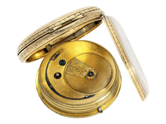 Taschenuhr: besonders schwere und prächtig gravierte englische Taschenuhr mit Goldzifferblatt, Hallmarks London 1866 - фото 7