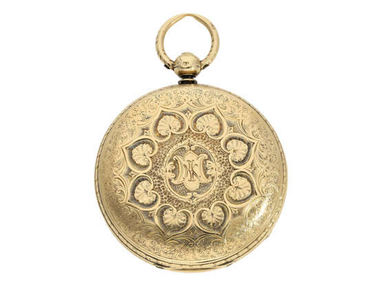 Taschenuhr: besonders schwere und prächtig gravierte englische Taschenuhr mit Goldzifferblatt, Hallmarks London 1866 - фото 8