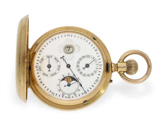 Taschenuhr: technisch interessante, astronomische Savonnette mit springender Stunde, ca. 1880 - Foto 1