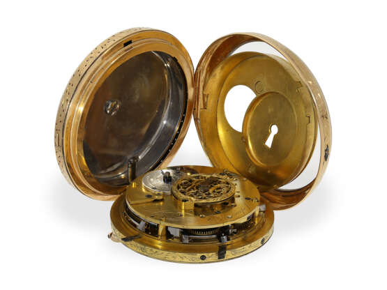 Taschenuhr: extrem seltene, schwere goldene Spindeluhr mit Minutenrepetition, Meuron & Company, ca.1800 - фото 3