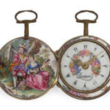 Taschenuhr: sehr seltene osmanische Rokoko Spindeluhr im "Meissen-Stil", ca. 1760 - Foto 1