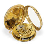 Taschenuhr: hochfeine, frühe Gold/Emaille-Zylinderuhr mit Repetition und Diamantbesatz, ca. 1780 - Foto 4