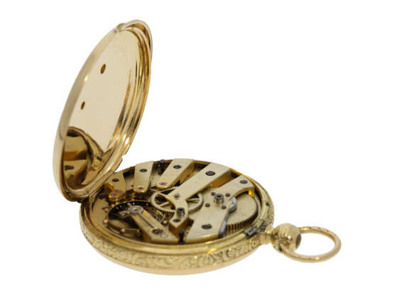 Taschenuhr: interessante, frühe Goldsavonnette für den osmanischen Markt, Wippen-Chronometer No.51056, Auguste Courvoisier La Chaux-De-Fonds, ca.1850 - photo 6