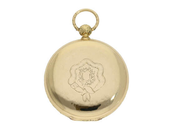 Taschenuhr: interessante, frühe Goldsavonnette für den osmanischen Markt, Wippen-Chronometer No.51056, Auguste Courvoisier La Chaux-De-Fonds, ca.1850 - photo 7