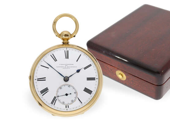 Taschenuhr: schweres englisches Taschenchronometer mit Mahagonibox, Knight & Bucknell London, 1818 - photo 1