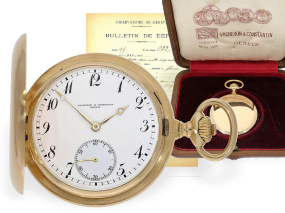 Taschenuhr: Vacheron & Constantin Observatoriums-Chronometer 1. Klasse, No.332548, geprüft am Observatorium Genf 1905, mit Originalbox - Foto 1