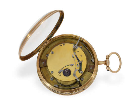 Taschenuhr: große, einzigartige Gold/Emaille-Taschenuhr mit Musikspielwerk, vermutlich Genf um 1800 - Foto 6