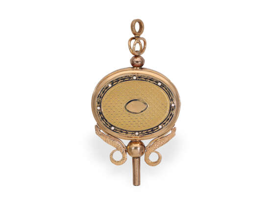 Uhrenschlüssel: bedeutender, musealer Uhrenschlüssel mit Musikwerk, vermutlich Genf um 1820 - Foto 1