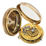 Taschenuhr: außergewöhnlich große Gold/Emaille-Spindeluhr mit Repetition auf Glocke und Perlenbesatz, Antoine Moilliet & Cie a Geneve, ca.1790 - photo 6