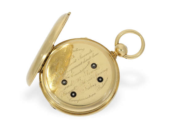 Taschenuhr: schwere Goldsavonnette mit Seconde Morte & Diablotine, Ulysse Breting Locle, ca. 1860 - Foto 4