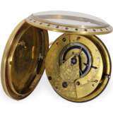 Taschenuhr: museale, große Gold/Emailleuhr "Paillon" mit Originalchatelaine und Originalbox, ca. 1800 - Foto 4