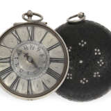 Taschenuhr: imposante englische einzeigrige Sackuhr mit Alarm, Marc Thomegay London um 1700 - photo 5