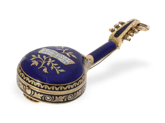Formuhr: prächtige Gold/Emaille "Mandoline", Les Freres Raffard, (Geneva)/Hoser Wien, ca. 1810 - Foto 3