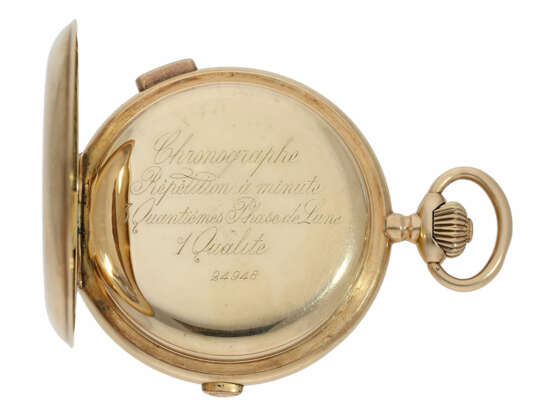 Taschenuhr: schwere, große und komplizierte astronomische Savonnette mit Minutenrepetition und Chronograph, insgesamt 7 Komplikationen, Schweiz für den russischen Markt, um 1900 - photo 4