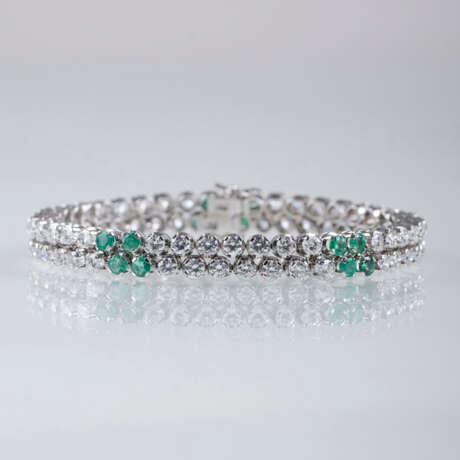 Feines Vintage Diamant-Smaragd-Armband - фото 1
