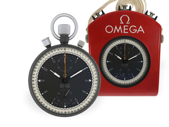 Taschenuhr: Split-Seconds Chronograph Omega Olympic 1964 in komplett originalem Zustand, new-old-stock - фото 1