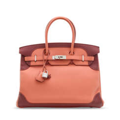 A LIMITED EDITION ROSY & ROUGE H SWIFT LEATHER GHILLIES BIRKIN 35 WITH PALLADIUM HARDWARE