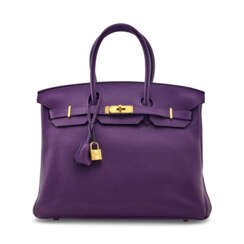 AN ULTRA VIOLET CLÉMENCE LEATHER BIRKIN 35 WITH GOLD HARDWARE