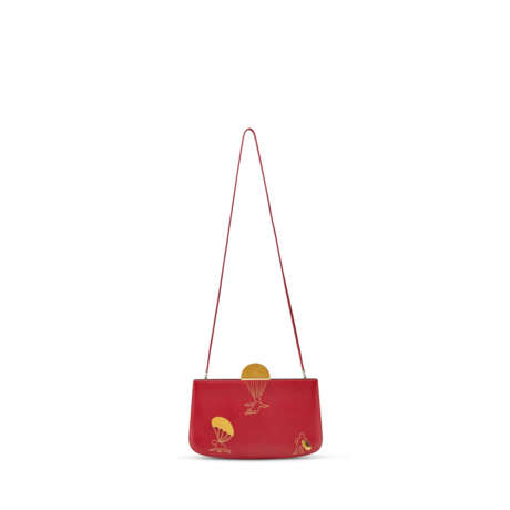 A ROUGE VIF EPSOM LEATHER LES PARACHUTISTES SAC Á MALICE WITH GOLD HARDWARE - фото 1