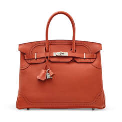 A LIMITED EDITION BRIQUE CLÉMENCE LEATHER GHILLIES BIRKIN 35 WITH PALLADIUM HARDWARE