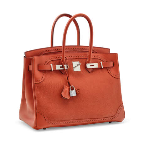 A LIMITED EDITION BRIQUE CLÉMENCE LEATHER GHILLIES BIRKIN 35 WITH PALLADIUM HARDWARE - фото 2