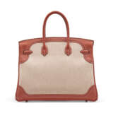 A LIMITED EDITION SANGUINE SWIFT LEATHER & TOILE GHILLIES BIRKIN 35 WITH PALLADIUM HARDWARE - фото 3