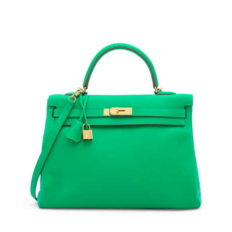 A MENTHE CLÉMENCE LEATHER RETOURNÉ KELLY 35 WITH GOLD HARDWARE - фото 3