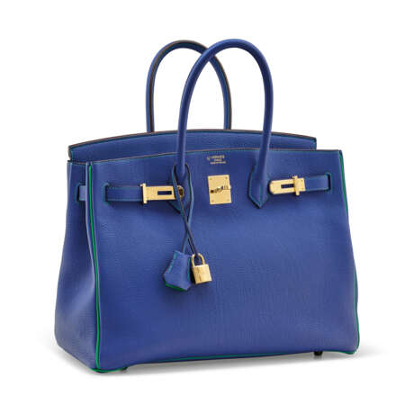 A CUSTOM BLEU ÉLECTRIQUE & BAMBOU TOGO LEATHER BIRKIN 35 WITH GOLD HARDWARE - фото 2