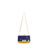 A BLEU SAPHIR CALF BOX LEATHER & BLACK AND JAUNE COURCHEVEL LEATHER DEAUVILLE SAC Á MALICE WITH GOLD HARDWARE - photo 1