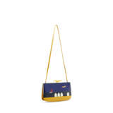 A BLEU SAPHIR CALF BOX LEATHER & BLACK AND JAUNE COURCHEVEL LEATHER DEAUVILLE SAC Á MALICE WITH GOLD HARDWARE - photo 2