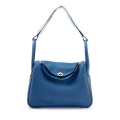 A BLEU AGATE & GRIS MOUETTE CLÉMENCE LEATHER VERSO LINDY 30 WITH PALLADIUM HARDWARE