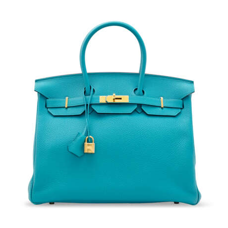 A TURQUOISE TOGO LEATHER BIRKIN 35 WITH GOLD HARDWARE - Foto 1