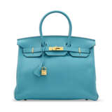 A TURQUOISE TOGO LEATHER BIRKIN 35 WITH GOLD HARDWARE - Foto 1