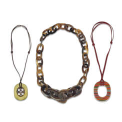 A GROUP OF THREE: A KALI HORN NECKLACE, A LIFT PENDANT NECKLACE, & A VIBRATO PENDANT NECKLACE